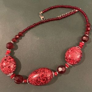 Fine natural Coral Red gemstone necklace. 18 inches